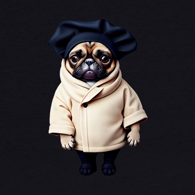 Cute Baby Pug in Winter Coat - Adorable Pug Puppy in Cozy Winter Clothing by fur-niche